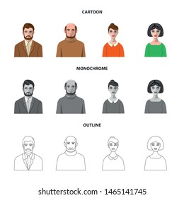 Isolated object of hairstyle and profession sign. Collection of hairstyle and character vector icon for stock.