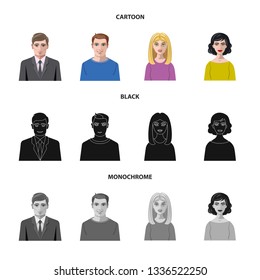Isolated object of hairstyle and profession  symbol. Set of hairstyle and character  vector icon for stock.