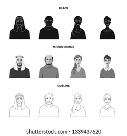 Isolated object of hairstyle and profession  symbol. Collection of hairstyle and character  stock symbol for web.