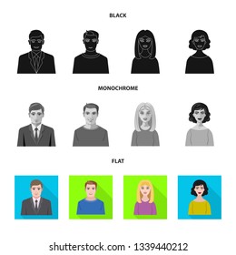 Isolated object of hairstyle and profession  symbol. Set of hairstyle and character  vector icon for stock.