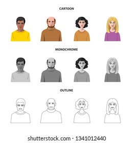 Isolated object of hairstyle and profession  symbol. Set of hairstyle and character  stock symbol for web.