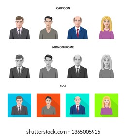 Isolated object of hairstyle and profession  symbol. Set of hairstyle and character  stock symbol for web.