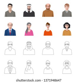 Isolated object of hairstyle and profession  symbol. Collection of hairstyle and character  stock vector illustration.