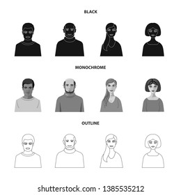 Isolated object of hairstyle and profession  symbol. Set of hairstyle and character  stock vector illustration.