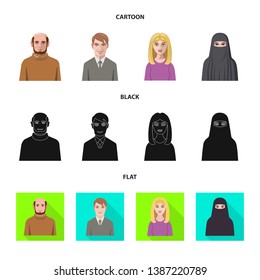 Isolated object of hairstyle and profession  symbol. Collection of hairstyle and character  stock symbol for web.