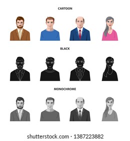 Isolated object of hairstyle and profession  symbol. Set of hairstyle and character  stock vector illustration.