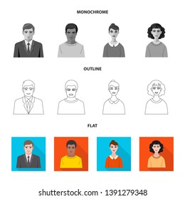 Isolated object of hairstyle and profession  symbol. Collection of hairstyle and character  stock vector illustration.