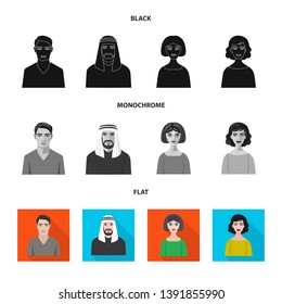 Isolated object of hairstyle and profession  symbol. Set of hairstyle and character  stock vector illustration.