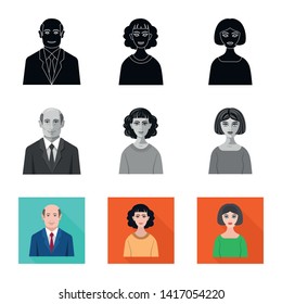 Isolated object of hairstyle and profession  symbol. Set of hairstyle and character  stock vector illustration.
