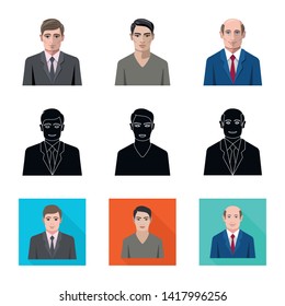 Isolated object of hairstyle and profession  symbol. Collection of hairstyle and character  stock symbol for web.