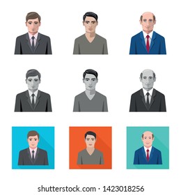 Isolated object of hairstyle and profession  symbol. Collection of hairstyle and character  stock vector illustration.