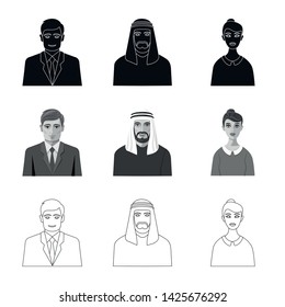 Isolated object of hairstyle and profession  symbol. Set of hairstyle and character  vector icon for stock.