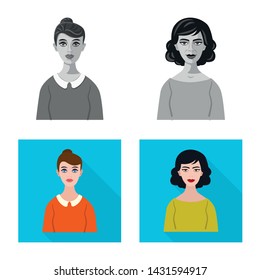 Isolated object of hairstyle and profession symbol. Collection of hairstyle and character stock symbol for web.