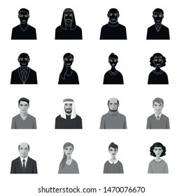 Isolated object of hairstyle and profession symbol. Set of hairstyle and character stock symbol for web.