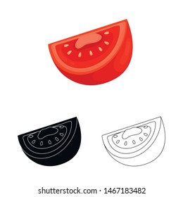 Isolated object of half tomato icon. Set of half and slice stock symbol for web.