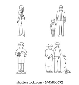 Isolated object of happy and character logo. Collection of happy and portrait stock symbol for web.