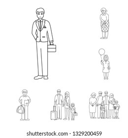 Isolated object of happy  and character sign. Collection of happy  and portrait stock symbol for web.