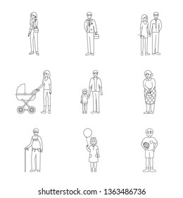 Isolated object of happy  and character sign. Set of happy  and portrait stock symbol for web.