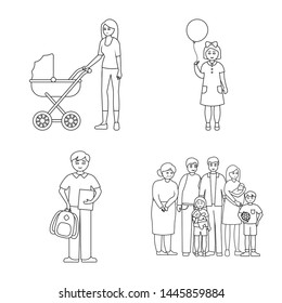 Isolated object of happy and character symbol. Set of happy and portrait vector icon for stock.