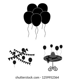 Isolated object of happy and fun logo. Collection of happy and balloon stock vector illustration.