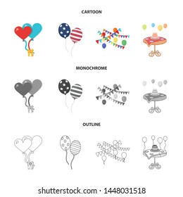 Isolated object of happy and fun logo. Set of happy and balloon vector icon for stock.