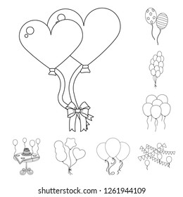 Isolated object of happy and fun sign. Set of happy and balloon stock symbol for web.