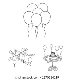 Isolated object of happy and fun symbol. Collection of happy and balloon stock vector illustration.