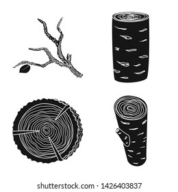 Isolated object of hardwood and construction icon. Collection of hardwood and wood stock vector illustration.