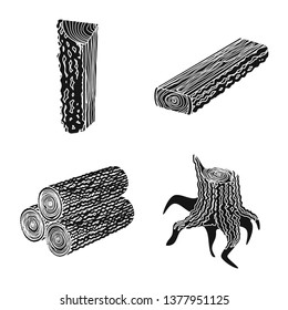 Isolated object of hardwood  and construction sign. Set of hardwood  and wood vector icon for stock.