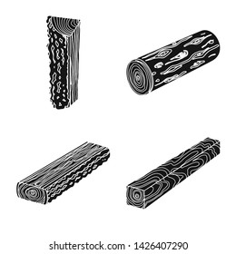 Isolated object of hardwood and construction sign. Collection of hardwood and wood stock vector illustration.