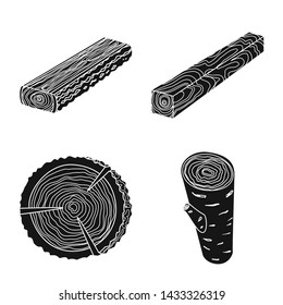 Isolated object of hardwood and construction symbol. Set of hardwood and wood stock vector illustration.