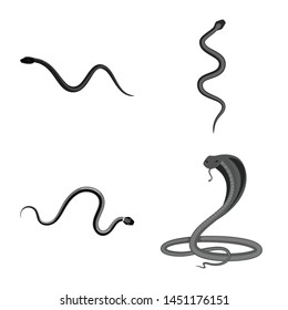 Isolated object of harm and bite sign. Set of harm and reptile vector icon for stock.