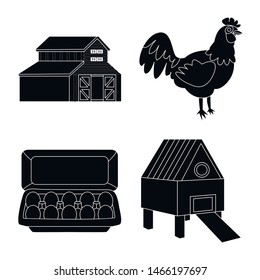 Isolated object of harvest and farming symbol. Collection of harvest and poultry stock vector illustration.