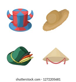 Isolated object of hat and cap icon. Collection of hat and model vector icon for stock.