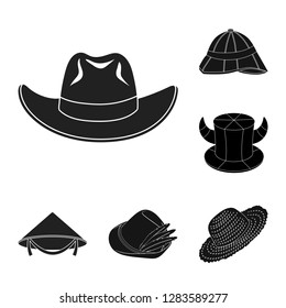 Isolated object of hat and cap icon. Set of hat and model stock vector illustration.