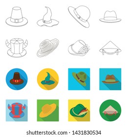 Isolated object of hat and cap icon. Collection of hat and model stock vector illustration.