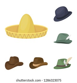 Isolated object of hat and cap logo. Set of hat and model vector icon for stock.