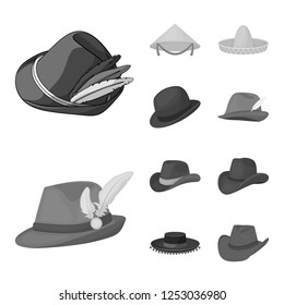 Isolated object of hat and cap sign. Set of hat and model stock symbol for web.
