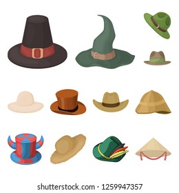 Isolated object of hat and cap sign. Collection of hat and model vector icon for stock.
