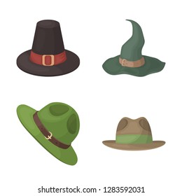 Isolated object of hat and cap sign. Set of hat and model stock symbol for web.