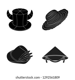 Isolated object of hat and cap sign. Collection of hat and model stock symbol for web.