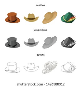 Isolated object of hat and cap sign. Set of hat and model vector icon for stock.