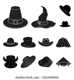 Isolated object of hat and cap symbol. Set of hat and model stock vector illustration.
