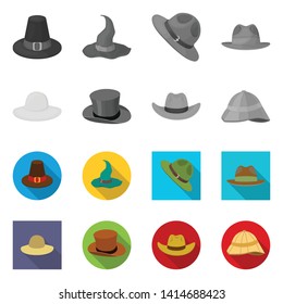 Isolated object of hat and cap symbol. Collection of hat and model vector icon for stock.