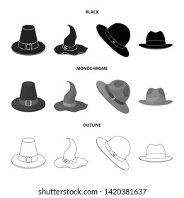 Isolated object of hat and cap symbol. Collection of hat and model stock vector illustration.