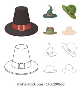 Isolated object of hat and cap symbol. Collection of hat and model stock vector illustration.