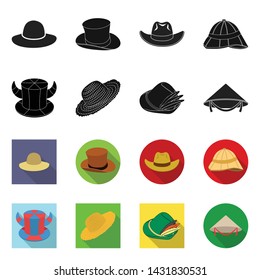 Isolated object of hat and cap symbol. Set of hat and model stock vector illustration.