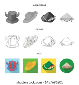 Isolated object of hat and cap symbol. Collection of hat and model stock vector illustration.