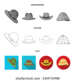 Isolated object of hat and cap symbol. Set of hat and model stock symbol for web.