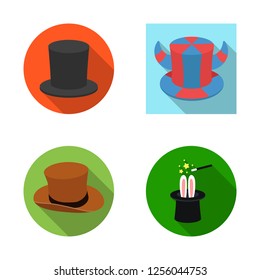 Isolated object of hat and derby symbol. Set of hat and bonnet stock vector illustration.